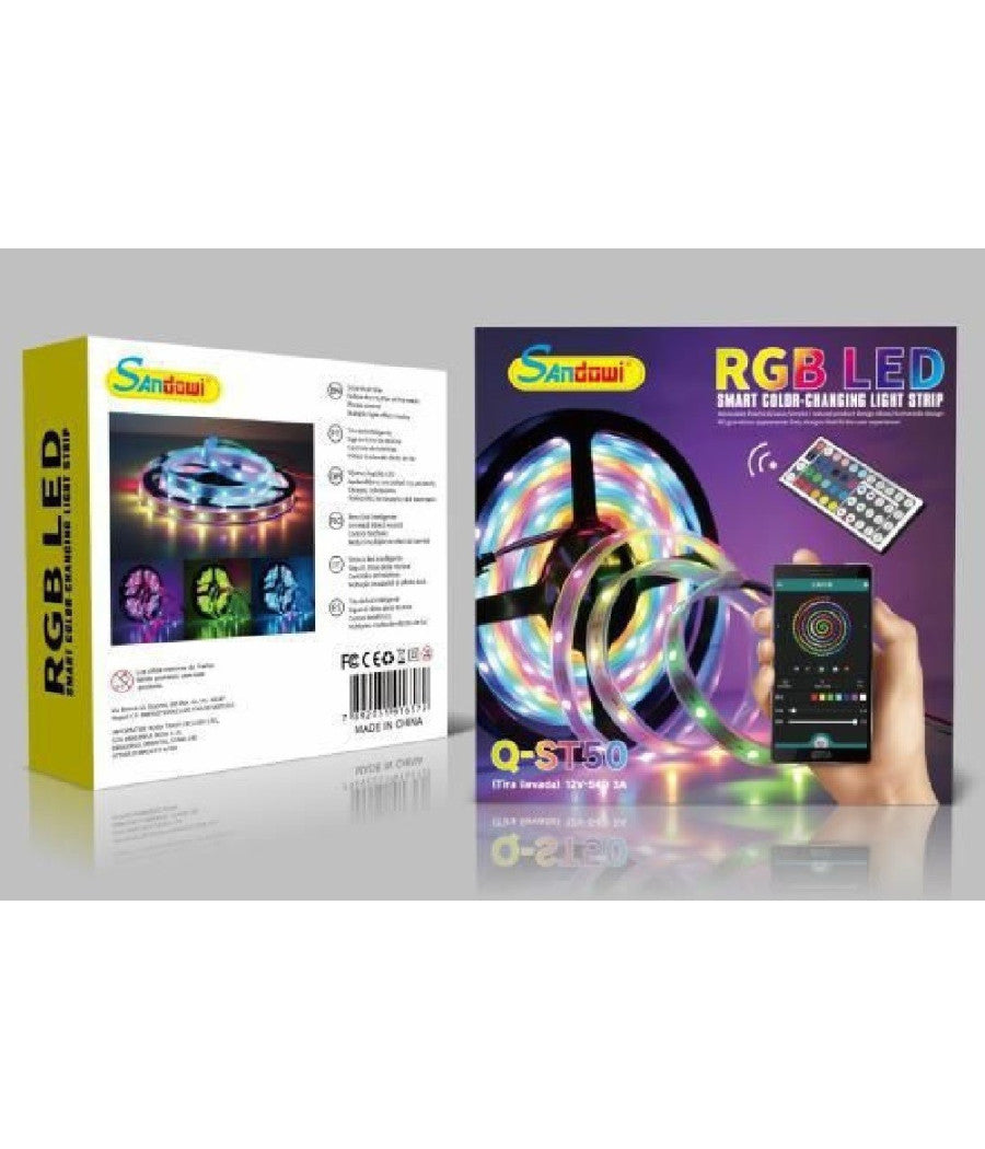 Striscia Led Rgb Autoadesiva 5mt Con Funzione Audio Bluetooth Telecomando Q-st50         