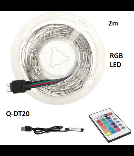 Striscia Led Rgb Usb 2 Metri Con Telecomando 5050 5v Ip67 Impermeabile Q-dt20         