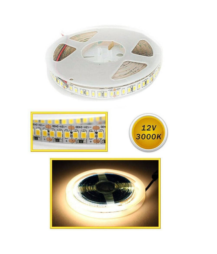 Striscia Led Smd 2835 Strip 5 Mt Bobina Luce Naturale Calda Fredda 2835 12v         
