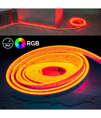 Striscia Neon Flex Led Ip67 160w Rgb 24v Luce Multicolore Esterni Bobina 10metri         