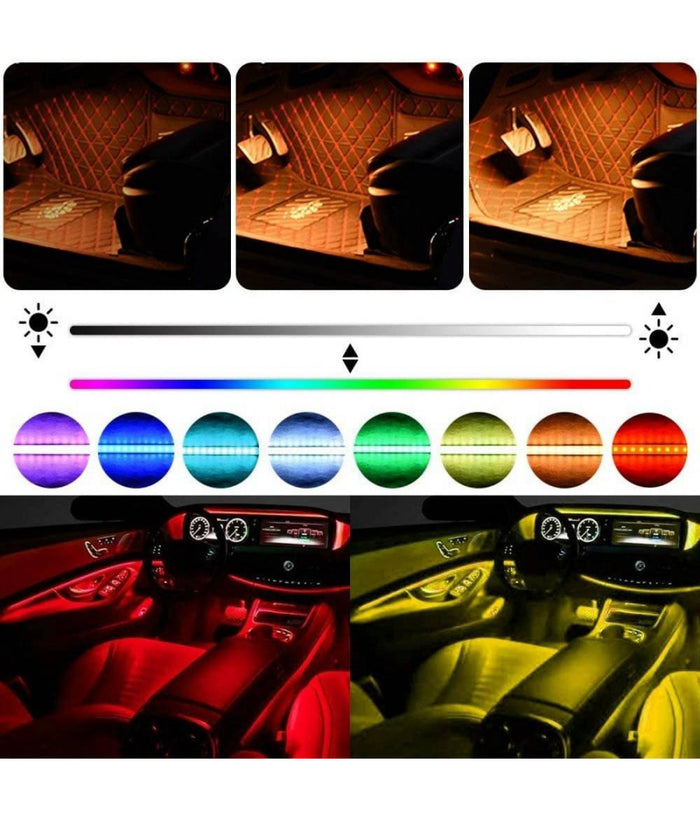 Striscia Per Auto 48 Led Rgb 4 Barre 8 Colori Modalità  Musica Con Telecomando         