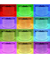 Striscia Strip Led Bobina Smd 5050 Rgb Con Spina 220v Tubo Per Esterno Da 100 Mt         