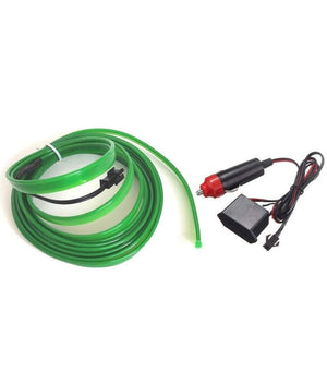 Striscia Strip Led Per Interni Auto A 12v Fibra Ottica Luce Decorativa Atmosfera  Verde   -3 Mt   -