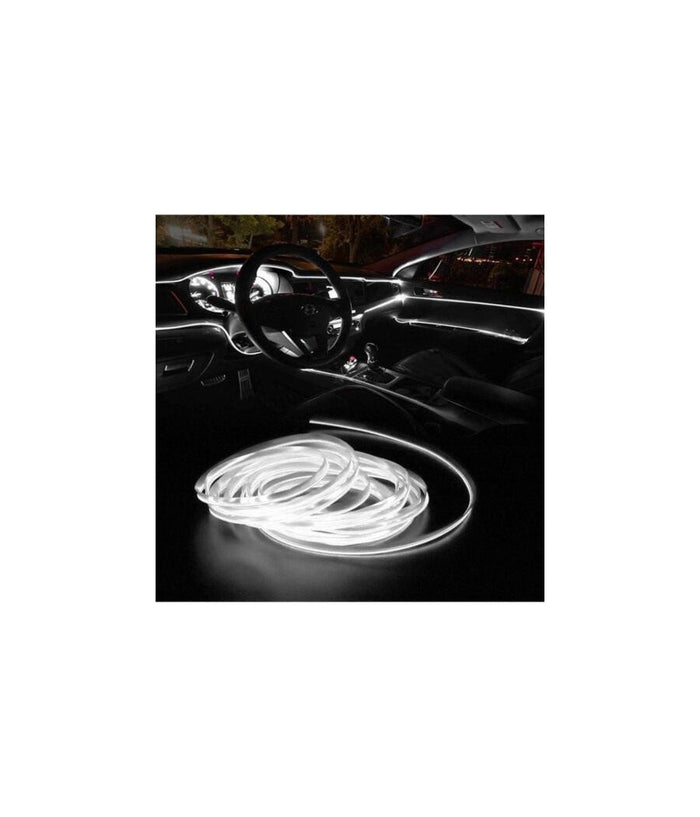Striscia Strip Led Per Interni Auto A 12v Fibra Ottica Luce Decorativa Atmosfera         