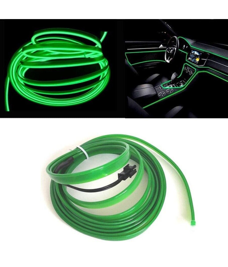 Striscia Strip Led Per Interni Auto A 12v Fibra Ottica Luce Decorativa Atmosfera         