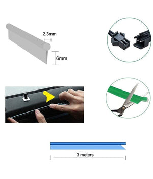 Striscia Strip Led Per Interni Auto A 12v Fibra Ottica Luce Decorativa Atmosfera  Rosso   -3 Mt   -