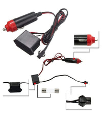 Striscia Strip Led Per Interni Auto A 12v Fibra Ottica Luce Decorativa Atmosfera  Rosso   -3 Mt   -