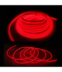 Striscia Strip Led Per Interni Auto A 12v Fibra Ottica Luce Decorativa Atmosfera  Rosso   -3 Mt   -