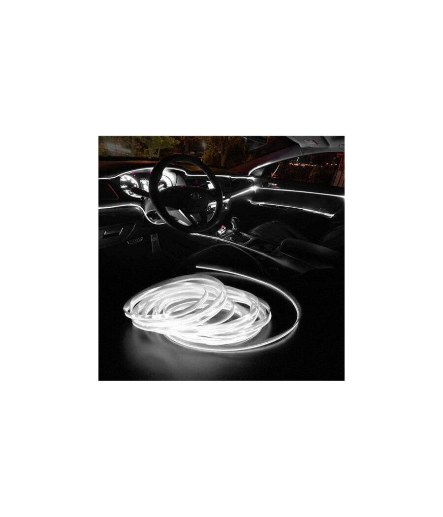 Striscia Strip Led Per Interni Auto A 12v Fibra Ottica Luce Decorativa Atmosfera  Ghiaccio   -3 Mt   -