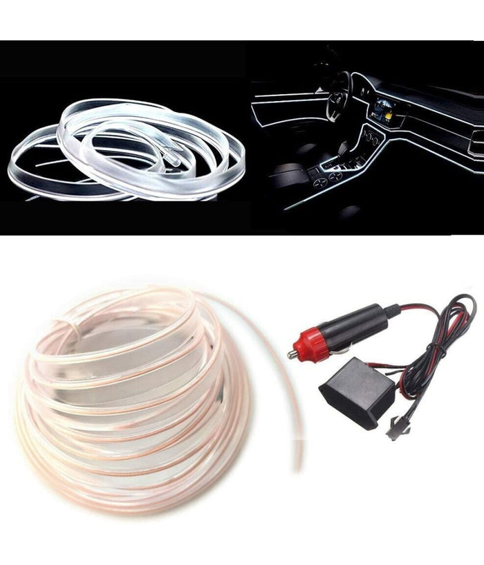 Striscia Strip Led Per Interni Auto A 12v Fibra Ottica Luce Decorativa Atmosfera         