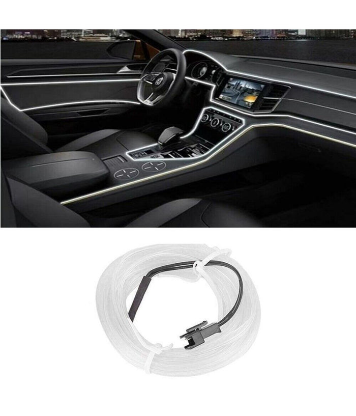 Striscia Strip Led Per Interni Auto A 12v Fibra Ottica Luce Decorativa Atmosfera  Ghiaccio   -5 Mt   -