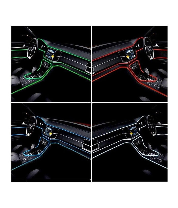 Striscia Strip Led Per Interni Auto A 12v Fibra Ottica Luce Decorativa Atmosfera  Ghiaccio   -3 Mt   -