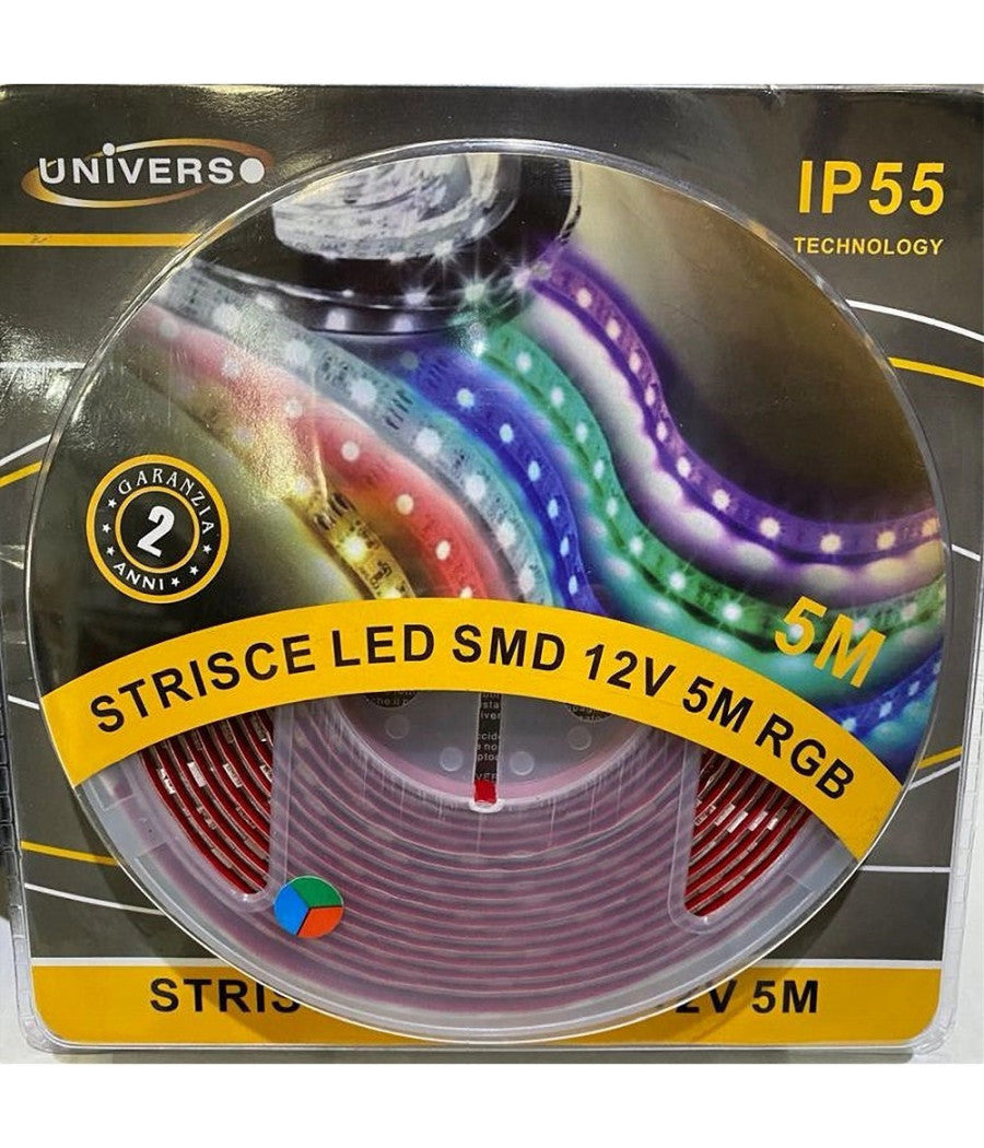 Striscia Strip Led Smd Rgb 5050 60d 12v 7w/m Ip55 Bobina 5 Metri 5050-d-rgb         