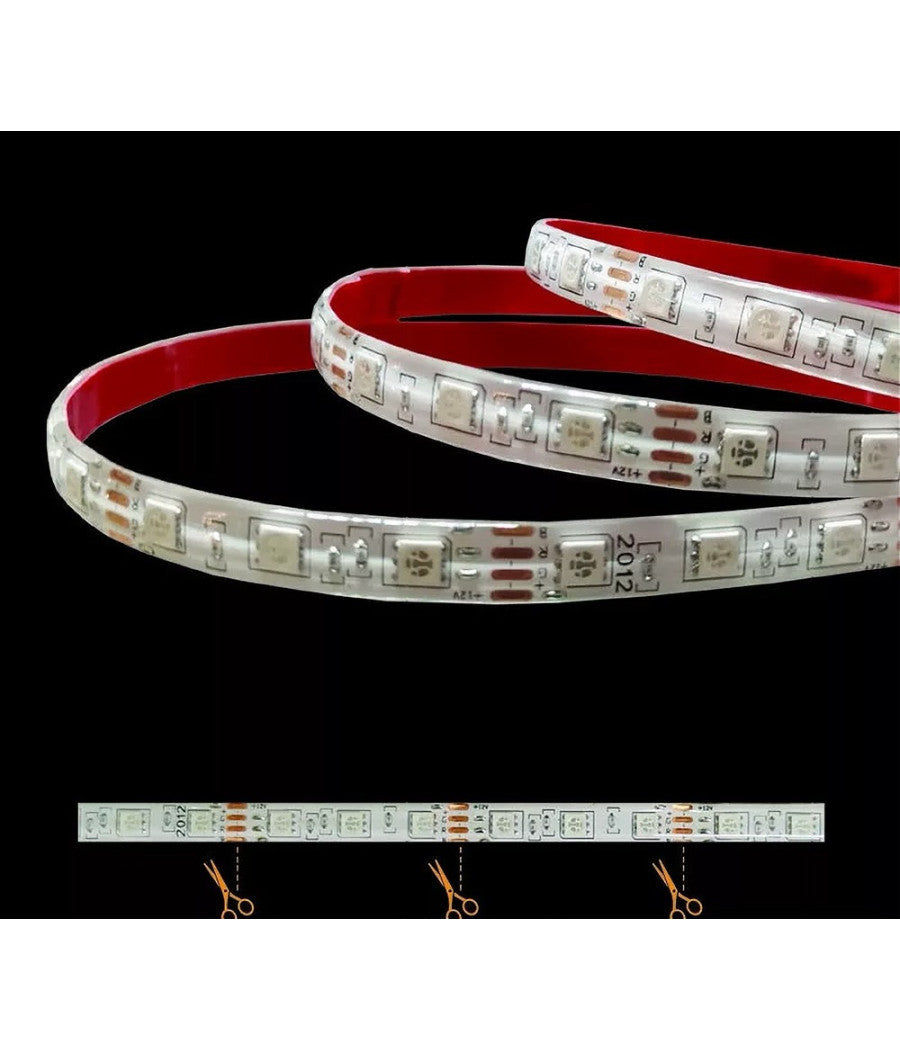 Striscia Strip Led Smd Rgb 5050 60d 12v 7w/m Ip55 Bobina 5 Metri 5050-d-rgb         