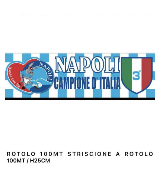 Striscione Bandierone Calcio Napoli Festa Terzo Scudetto Bianco Azzurro 100 Mt         