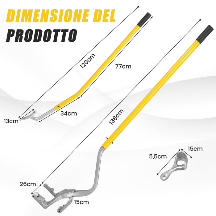 Strumento di montaggio e smontaggio pneumatici cambia gomme da 44 a 62cm, Strumenti per riparazione auto Giallo-Accessori per veicoli