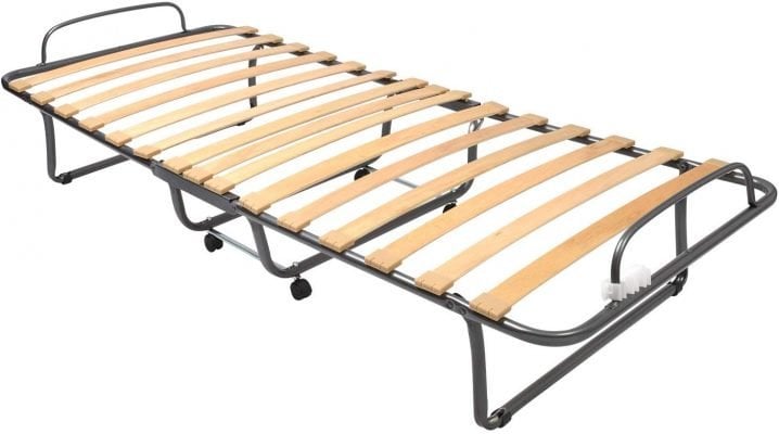 Branda con materasso pieghevole ruote doghe in legno copertura in tnt inclusa - Letto per ospiti Tomaino