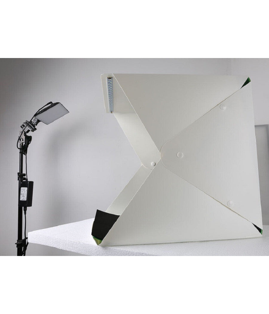 Trade Shop - Studio Set Fotografico Portatile Grande 30cm Light Box Con Luci Led 2 Sfondi -
