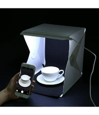 Trade Shop - Studio Set Fotografico Portatile Grande 30cm Light Box Con Luci Led 2 Sfondi -