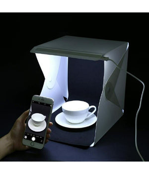 Trade Shop - Studio Set Fotografico Portatile Grande 30cm Light Box Con Luci Led 2 Sfondi -