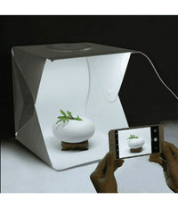 Trade Shop - Studio Set Fotografico Portatile Grande 30cm Light Box Con Luci Led 2 Sfondi -