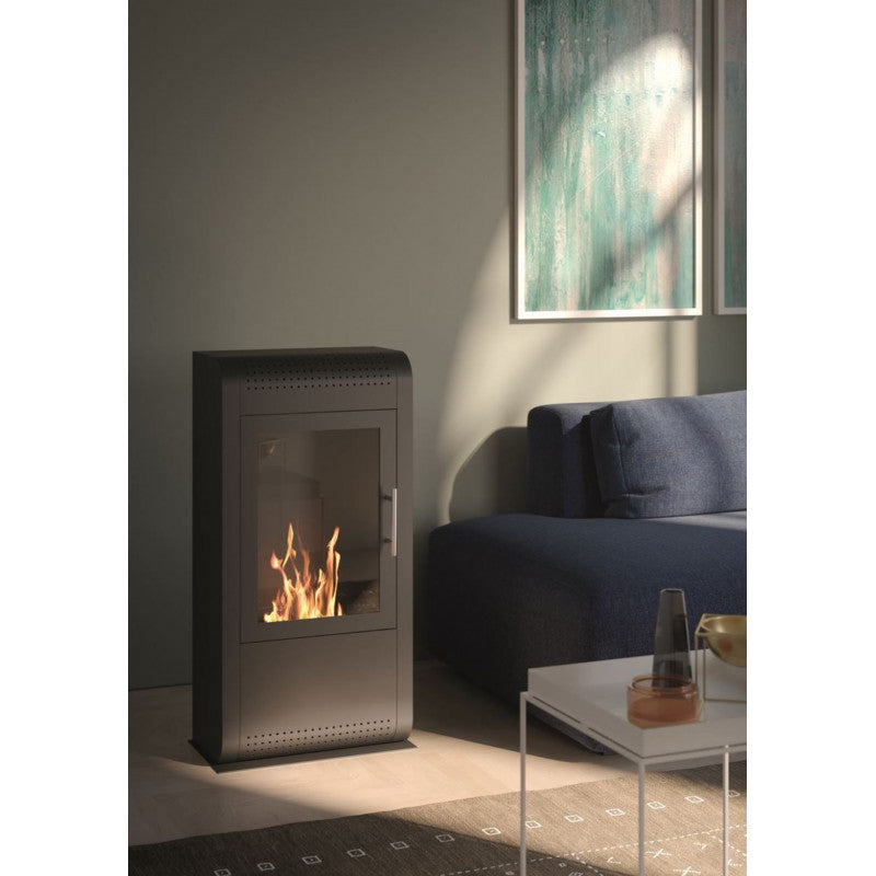 Stufa a bioetanolo Ruby modello Giga Nero 3 kW – vetro protettivo, bruciatore regolabile, design moderno – ideale per 30 m2 – Tecno Air System