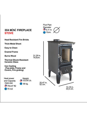 Stufa a legna a libera installazione - 304 Base