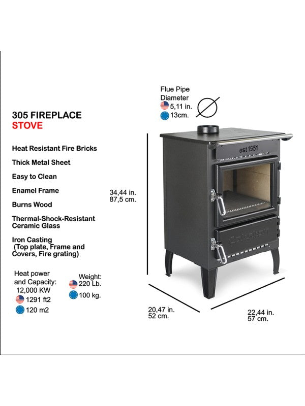 Stufa a legna a libera installazione - 305 Base