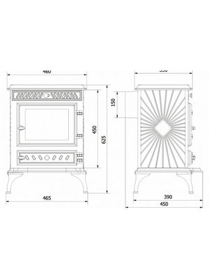 Stufa a legna a libera installazione - P3 (7,4 KW) ECO