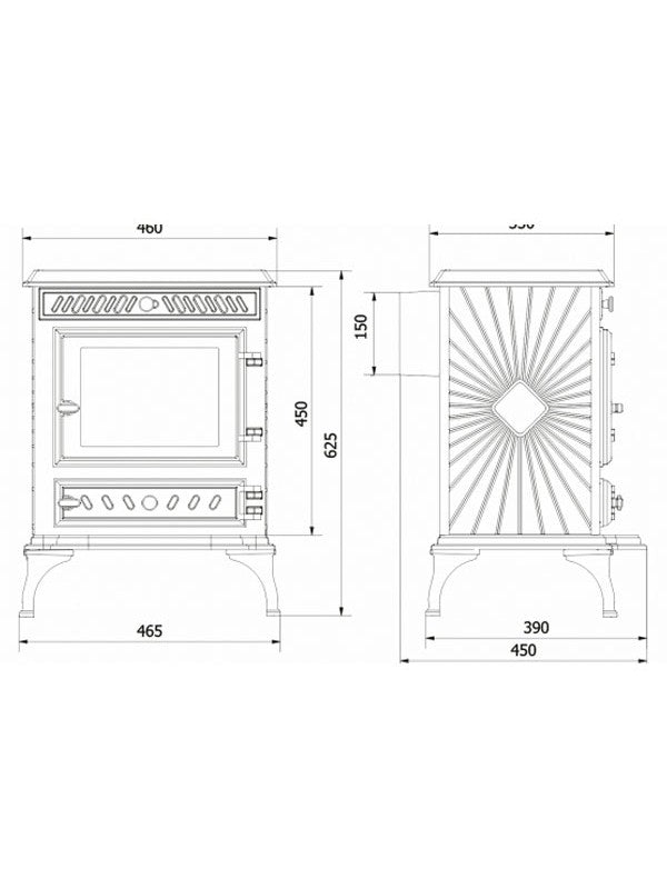 Stufa a legna a libera installazione - P3 (7,4 KW) ECO