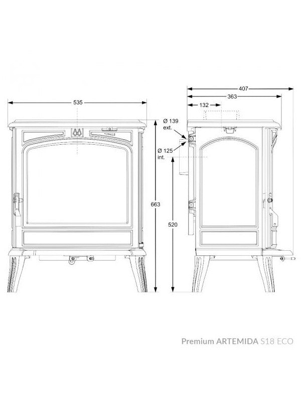 Stufa a legna a libera installazione - Premium ARTEMIDA S18 ECO