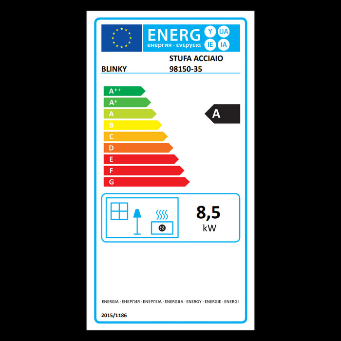 Stufa a Legna Acciaio e Ghisa Stoccolma con Porta a Vetro Fianchi Rosso