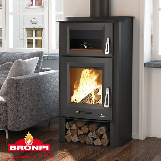 Stufa a Legna con Forno 560x387h1050 Tudela 13 KW Bronpi