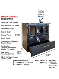 Stufa a legna indipendente con forno - 214 Box