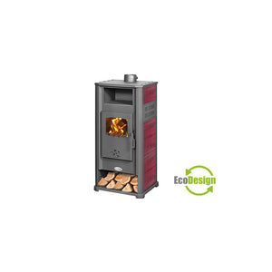 Stufa a legna Kabul Bordeaux – 9,4 kW – K-Line – Riscaldamento e vano scalda vivande per ambienti fino a 120 m³