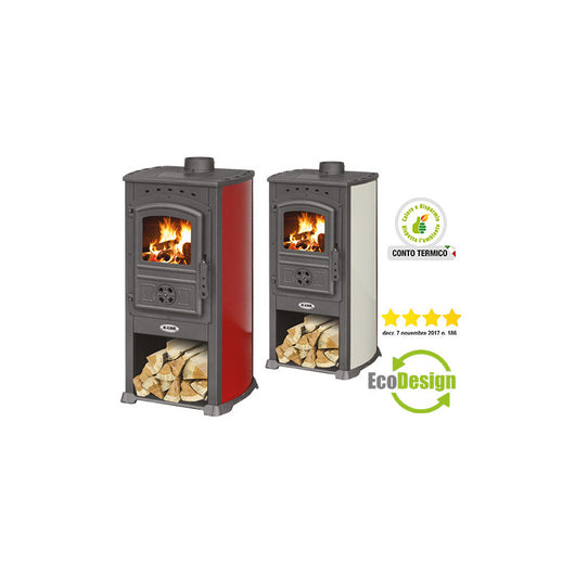 Stufa a legna Koral Rosso – 8 kW – K-Line – Design compatto per ambienti fino a 160 m³