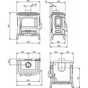 Stufa a Legna Nordica Ghisa Isetta 7.7 Kw Nera Mod. 7119002