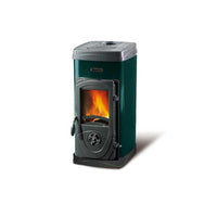 Stufa a Legna Nordica Super Junior Panoramica 5 Kw Verde Mod. 7111072