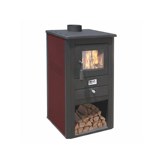 Stufa a legna – Pallade finitura Bordeaux 50×41 h86 cm 10,7 kW vano portalegna – Mille