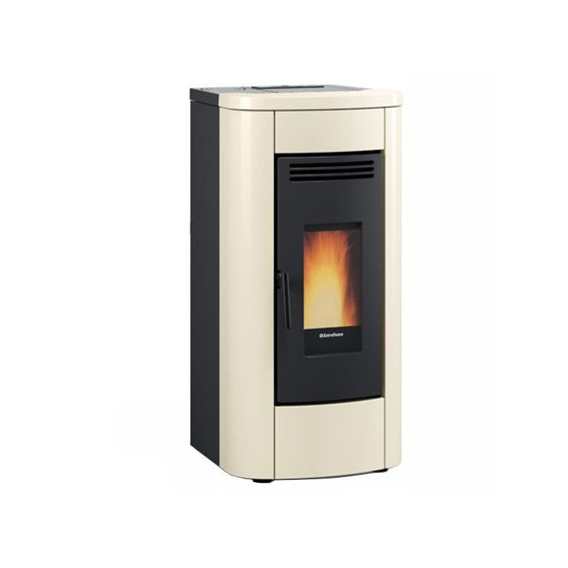 Stufa a pellet canalizzabile – Klaudia Plus 5.0 finitura Bianca 50×57 h102 cm 3,2‑8,0 kW serbatoio 15 kg – Extraflame