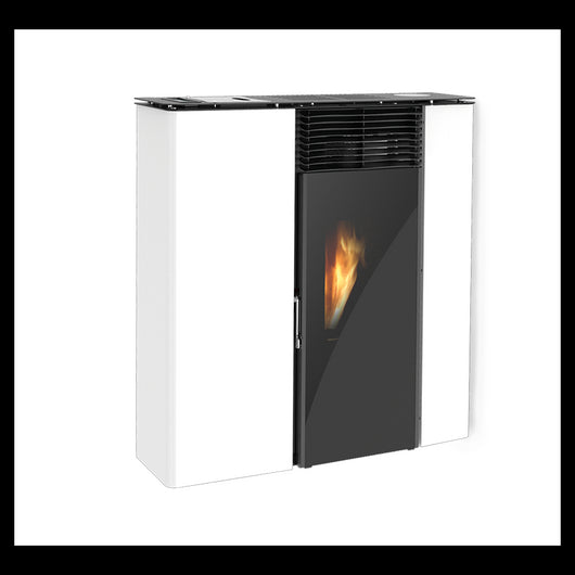 Stufa a pellet Flat 501 slim canalizzata 11,1kw in acciaio bianco Lincar