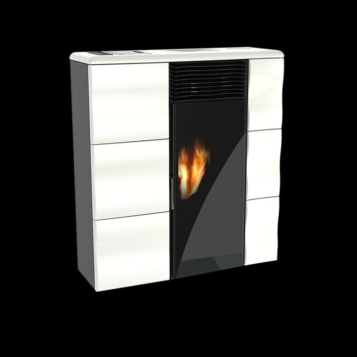 Stufa a pellet Olga 502L slim ventilata in ceramica 9,7kw bianco Lincar