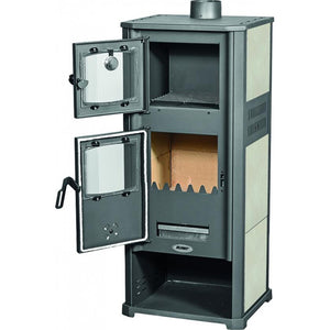 Stufa Acciaio Roma S con Forno Avorio