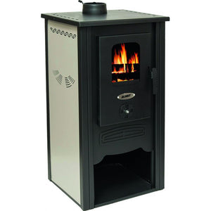 Stufa Acciaio Sofia Porta Vetro Fianchi Avorio