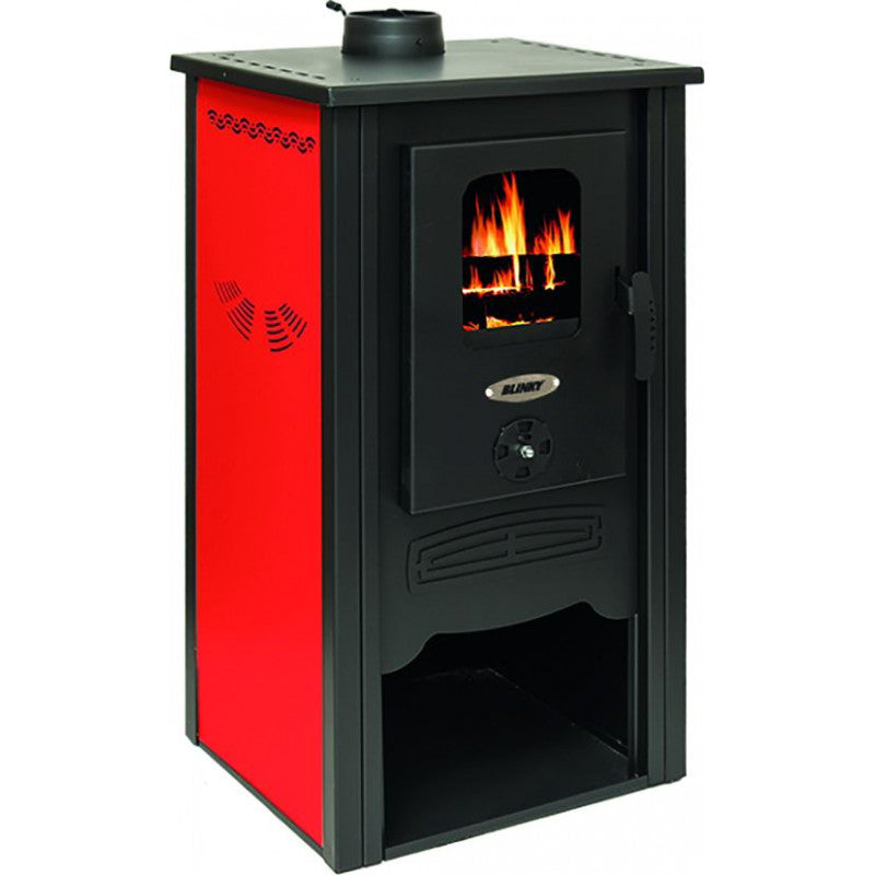 Stufa Acciaio Sofia Porta Vetro Fianchi Rosso