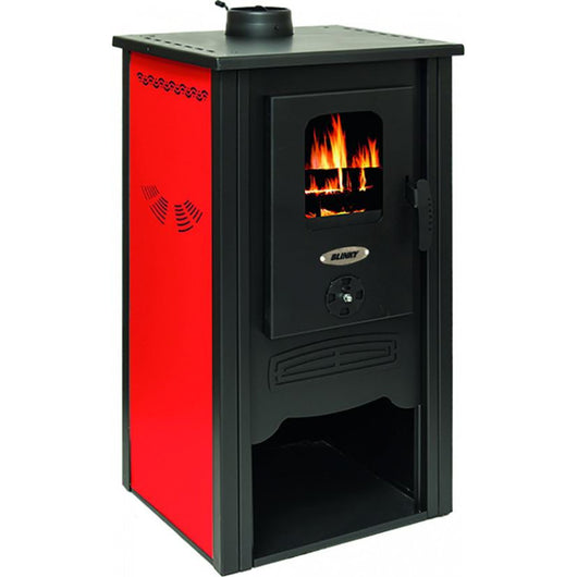 Stufa Acciaio Sofia Porta Vetro Fianchi Rosso