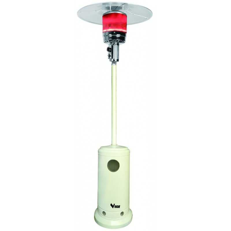 Stufa Dehors Fungo Tonda Vigor con Lanterna a Gas Bianca