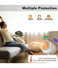 Stufa Elettrica Ventilata Stufetta Basso Consumo Oscillante Termoconvettore 900w         