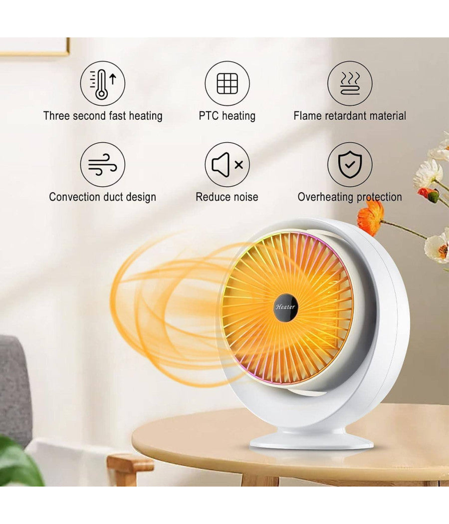 Stufa Elettrica Ventilata Stufetta Basso Consumo Oscillante Termoconvettore 900w         