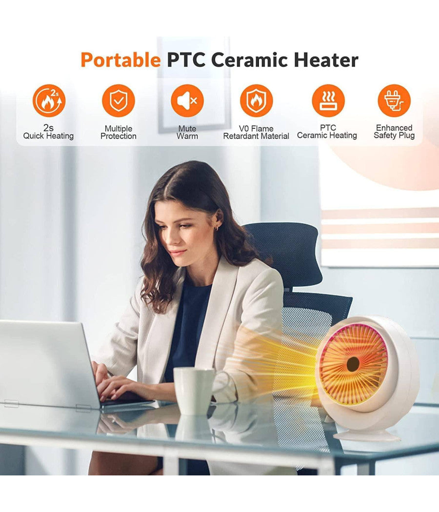 Stufa Elettrica Ventilata Stufetta Basso Consumo Oscillante Termoconvettore 900w         